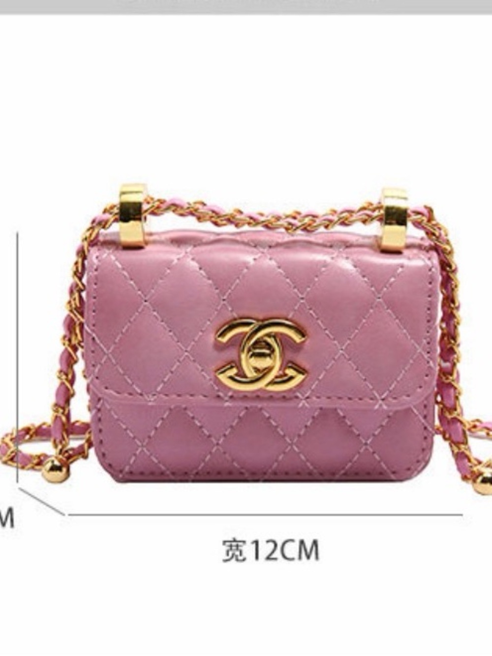 A Classy Chic Boutique Pink Quilted Mini Shoulder Bag with Gold Hardware